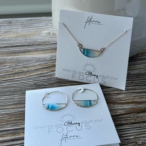 Set of Foterra Jewelry Focus Semi-Circle Necklace and Earrings in Silver NWT